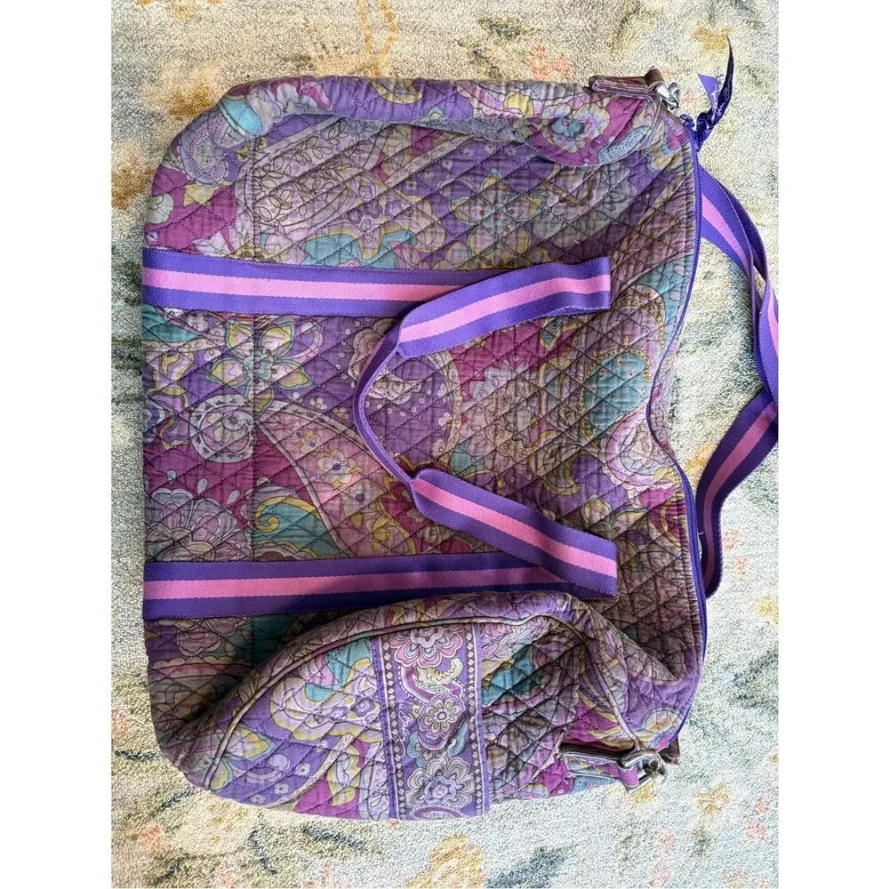 Vera Bradley Compact Sport Bag Tote Duffle Purple Paisley